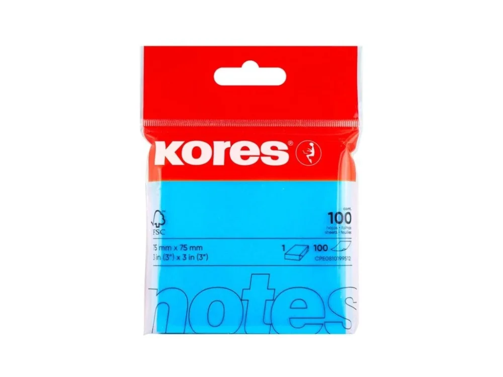 Bloček KORES neon 75x75mm 100 listů modrý Akční Cena