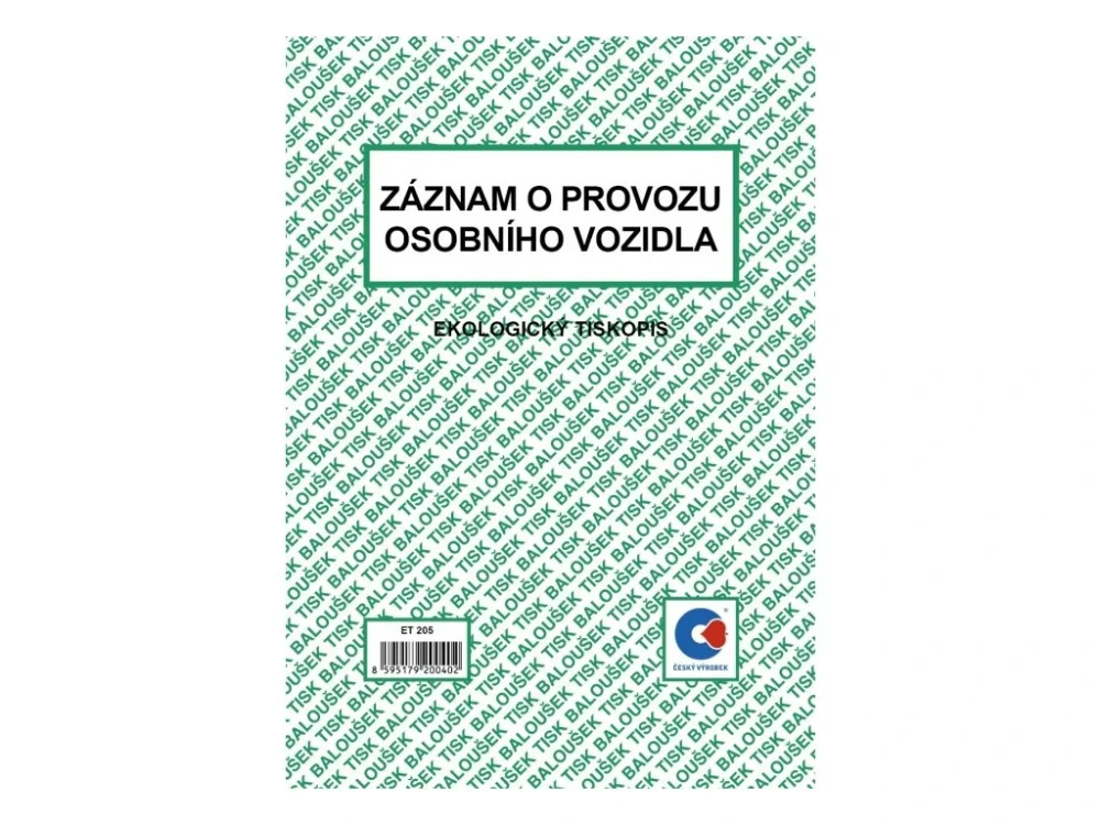 Finální Výprodej Záznam o provozu osobního vozidla ET205A5