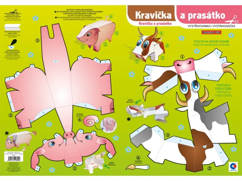 Vystřihovánky Kravička a Prasátko Vrácení Zdarma