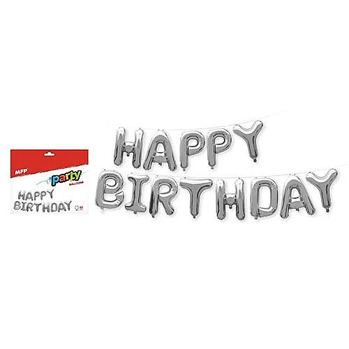 Cenový Hit Balónky nafukovací fóliové - HAPPY BIRTHDAY, 40 cm, stříbrný