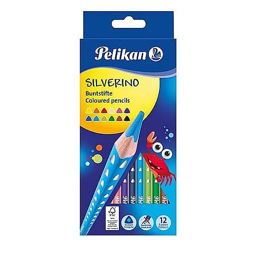 Pastelky Silverino tenké Pelikan, 12 ks Must-Have