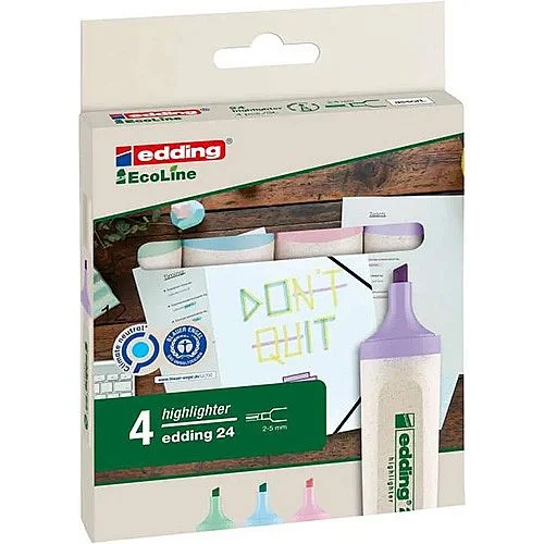 Značkový Zvýrazňovač edding 24/4 EcoLine, 4 pastelové barvy