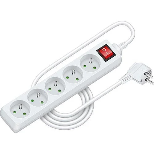 Prodlužovací kabel s vypínačem 5 zásuvek, 2 m Nejlepší Volba