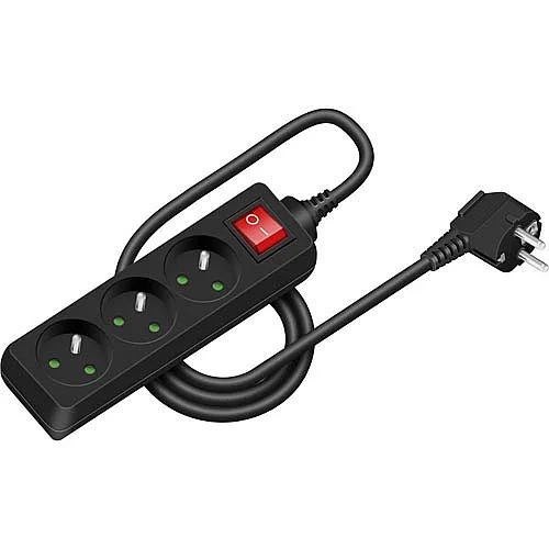 Prodlužovací kabel 3 zásuvky, 1,5 m, černá Poslední Šance
