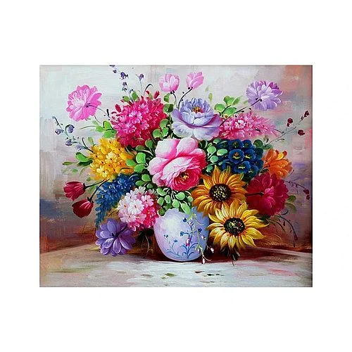 Ověřený Diamantový obrázek 30 x 40 cm, Květiny ve váze