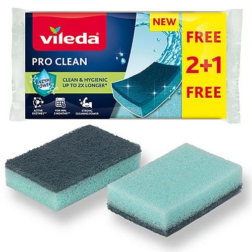 Vileda Pro Clean houbička, 2 + 1 ks Výprodej