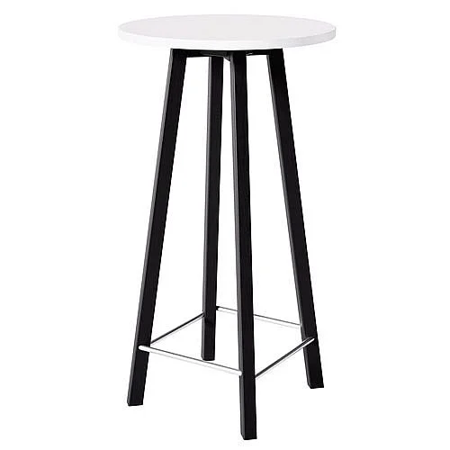 Barový stůl Wood průměr 60 cm, bílá deska, černé nohy Must-Have