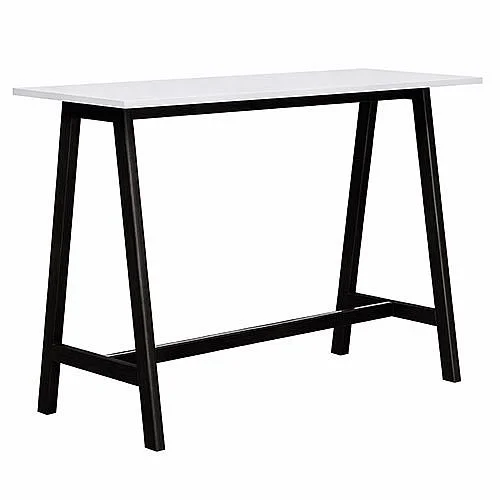 Barový stůl Wood 157 x 60 cm, bílá deska, černé nohy Nízká Cena