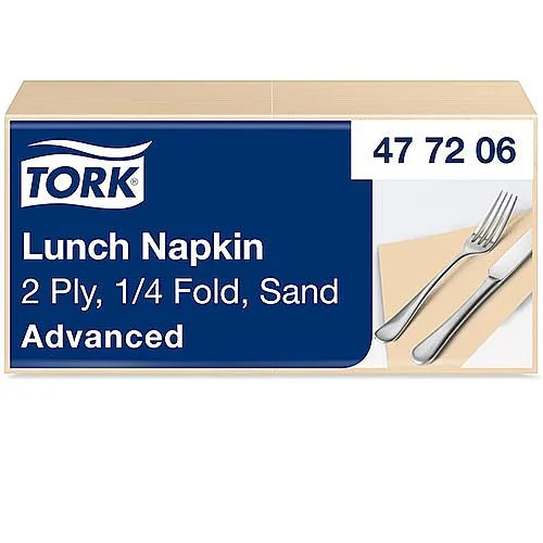 Ubrousky Tork, 33x33, 2-vrstvé - Písková, 10 x 200 ks, 1/4 sklad Omezená Nabídka