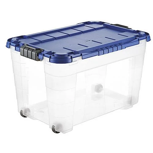 Dokud Zásoby Vydrží Box s víkem a kolečky Tontarelli 4UP 60 l, transparentní / modré víko