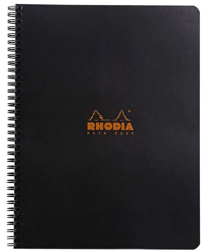 Kroužkový twin wire blok A4+ Clairefontaine Rhodia - linkovaný, boční spirála, 80 listů, černý Originální