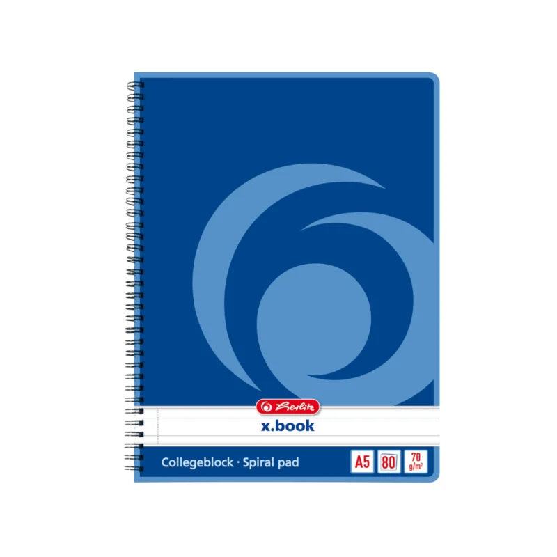 Top Prodej Kroužkový twin wire blok A5 Herlitz X-Book - linkovaný, boční spirála, s děrováním, 80 listů
