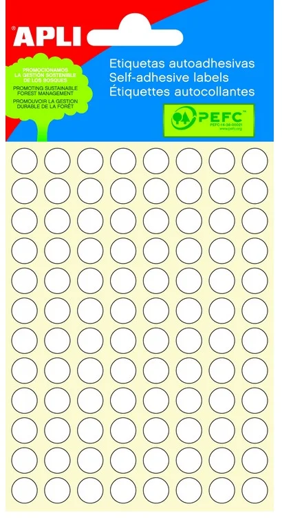 Kulaté samolepící etikety Apli - průměr 8 mm, bílé, 480 ks Cenově Výhodný