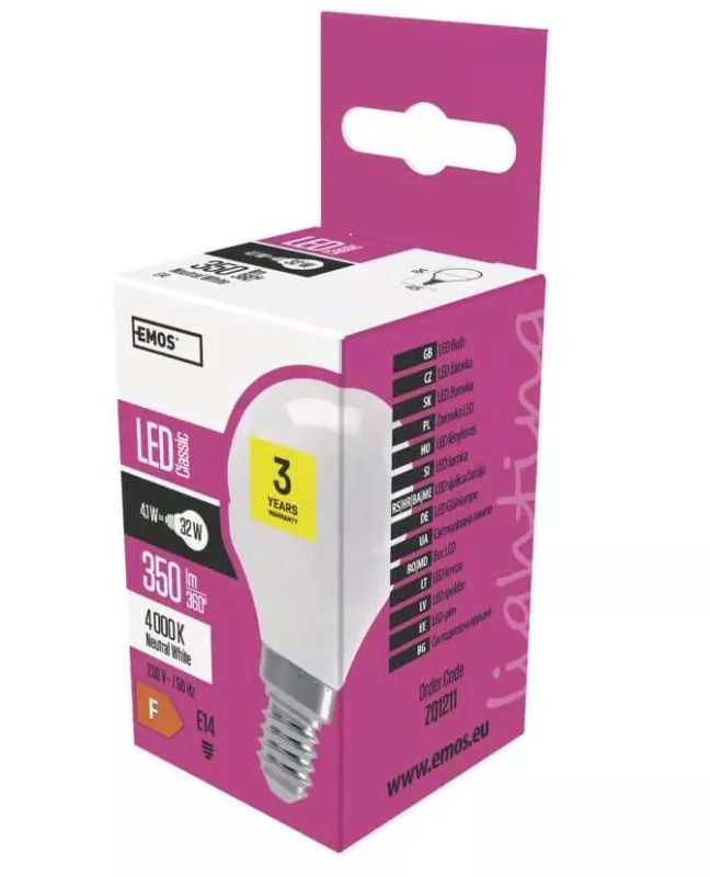 Novinka LED žárovka Classic - Mini Globe, 4,2W, E14, neutrální bílá