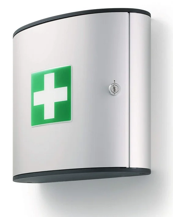 Lékárnička Durable First Aid Box M - včetně náplně, kovová, stříbrná Aktuální