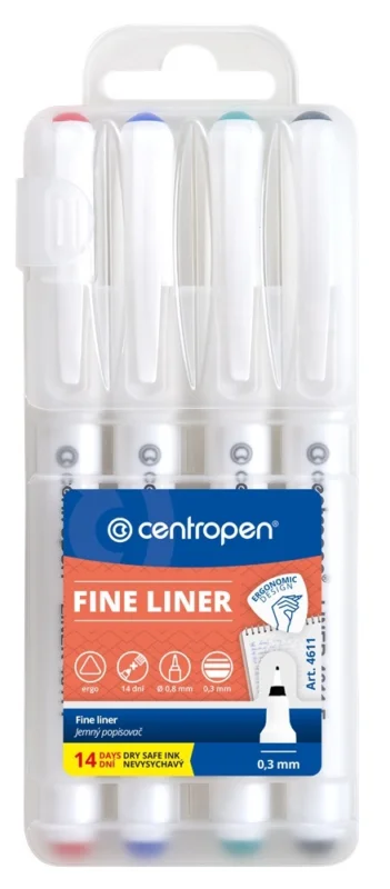 Horká Nabídka Liner Centropen Mikrofix 4611/4 F - 0,3 mm, sada 4 ks