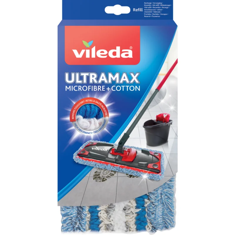 Tovární Cena Náhradní plochý mop Vileda Ultramax - mikrovlákno + bavlna