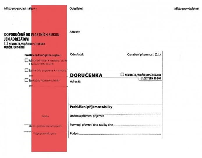 Speciální Cena Obálka B6 s doručenkou a poučením Správní řád - vlhčící, červený pruh, odtrhávací, recykl, 100 ks