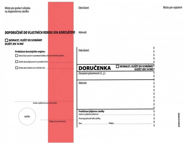 Cenový Hit Obálka C5 s doručenkou a poučením Správní řád - vlhčící, červený pruh, odtrhávací, 100 ks
