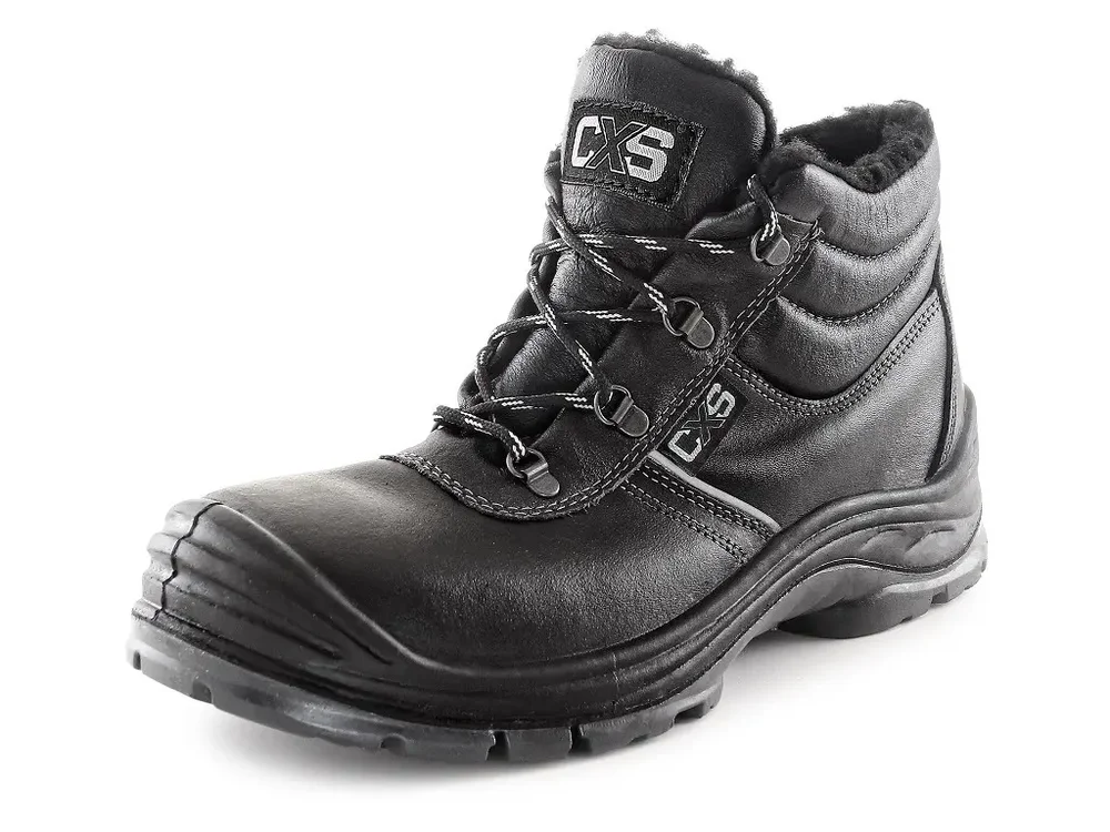 Výprodej CXS obuv kotníková SAFETY STEEL NICKEL S3, kožená, zimní, s ocel.špicí, černá vel. 45