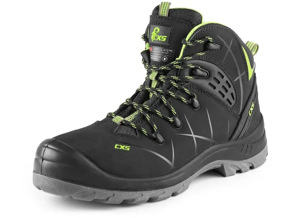 CXS obuv kotníková UNIVERSE SATELLITE S3, zimní, kožená, s plast.špicí, černo-zelená vel. 45 Super Cena