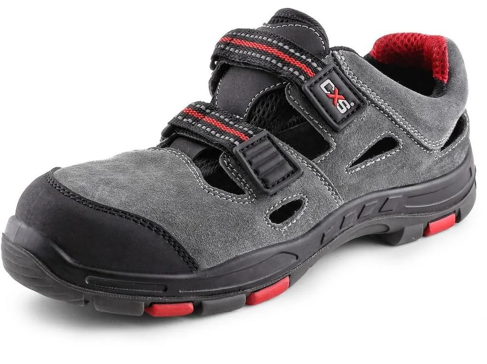 CXS obuv sandál ROCK PHYLLITE S1P, kožený, s plast.špicí, černo-červený vel. 43 Dokud Zásoby Vydrží