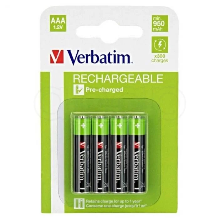 Baterie Verbatimnabíjecítužka AAA4 ks950mAh49514 Výhodná Nabídka