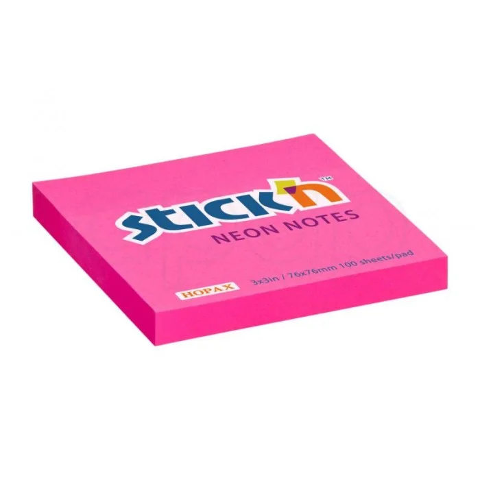 Bloček samolepicí Hopax76x76mm100 listů NEONrůžový 21165 Must-Have