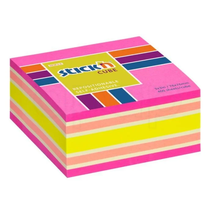 Dokud Zásoby Vydrží Bloček samolepicí Hopax76x76mm400 listů NEONrůžový mix 21536