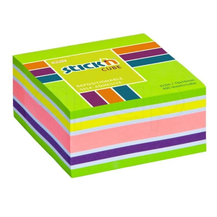 Bloček samolepicí Hopax76x76mm400 listů NEONzelený mix 21537 Akce