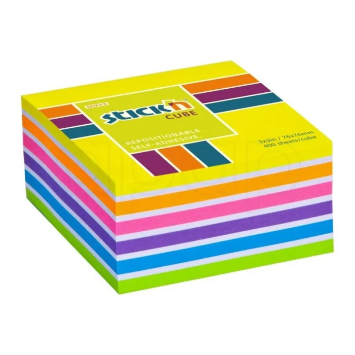 Bloček samolepicí Hopax76x76mm400 listů NEONžlutý mix 21539 Ihned K Objednání