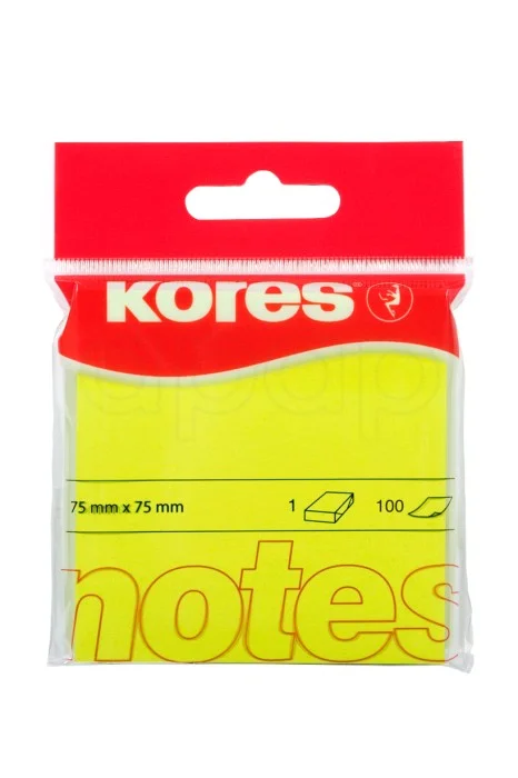 Bloček samolepicí Kores 75x75mm 100 listů NEONžlutý Přímo Od Výrobce