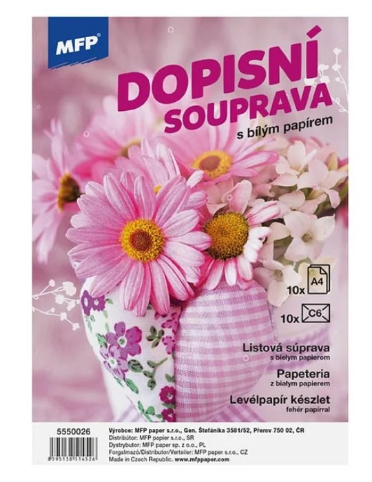 Dopisní souprava s bílým papírem Super Cena