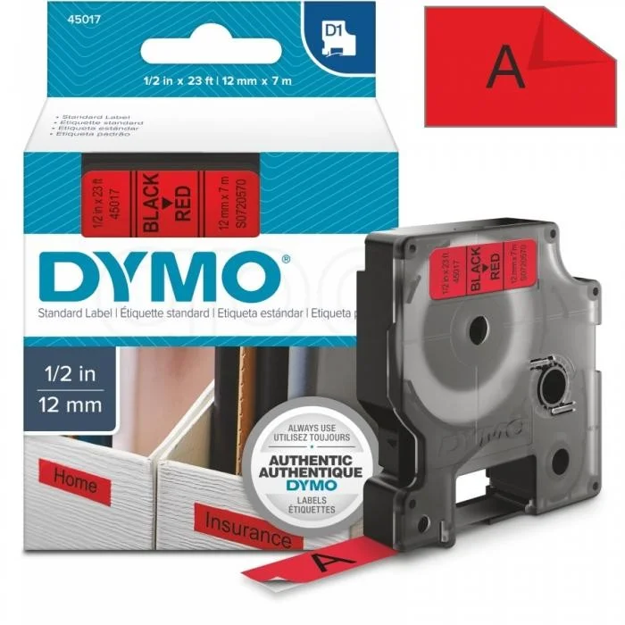 Značkový Dymo páska D1 12mmčerná na červené 45017