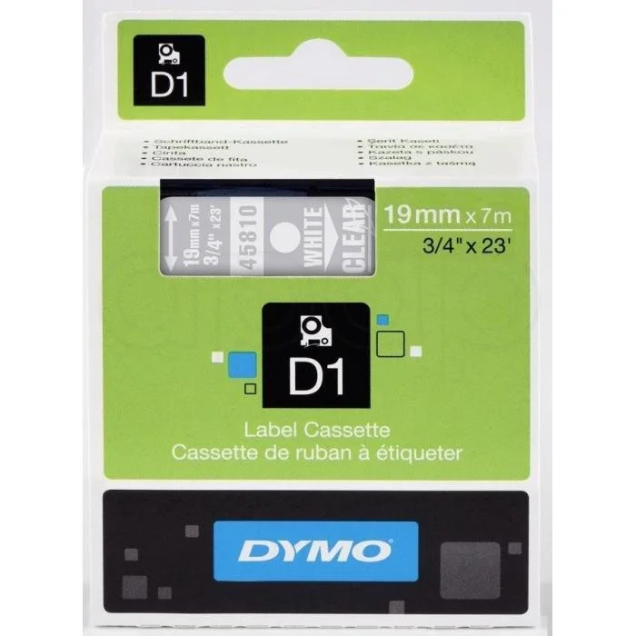 Dymo páska D1 19mmbílá na čiré 45810 Aktuální
