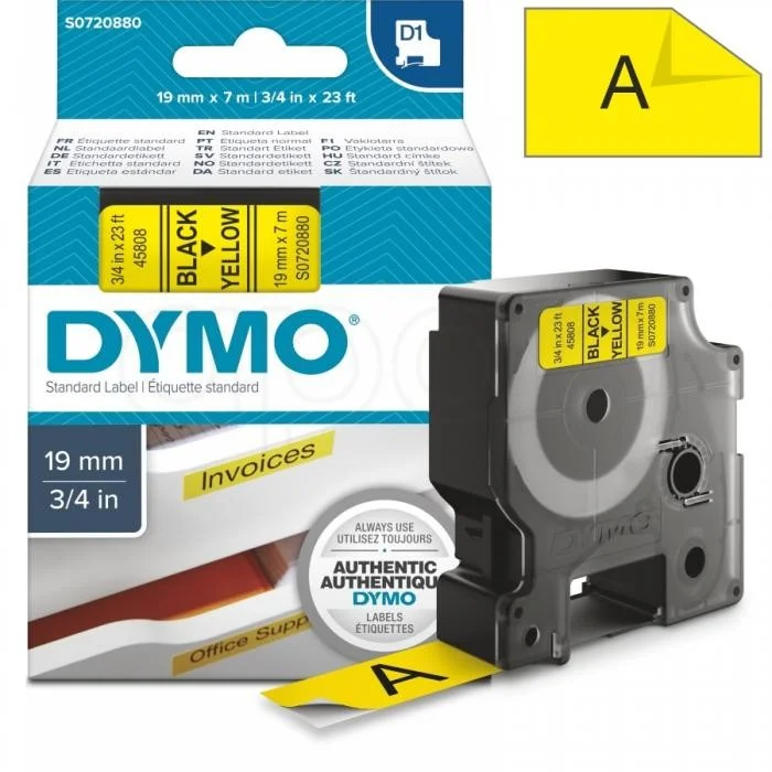 Dymo páska D1 19mmčerná na žluté 45808 Finální Výprodej