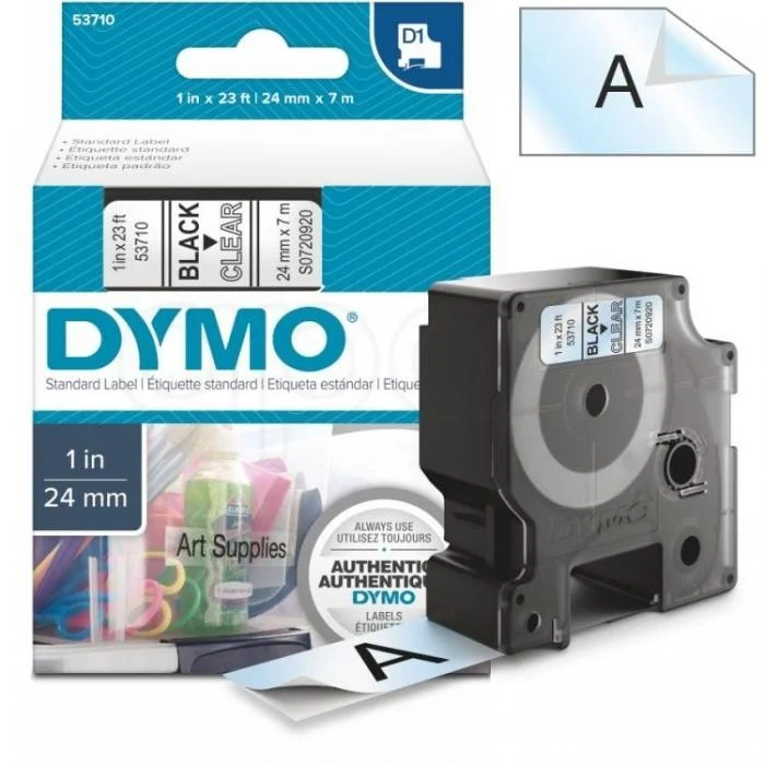Cenově Výhodný Dymo páska D1 24mmčerná na čiré 53710