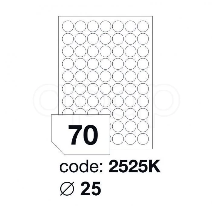 Etikety A4 kruh 25mm100 ks 70 etiket 2525K Akce