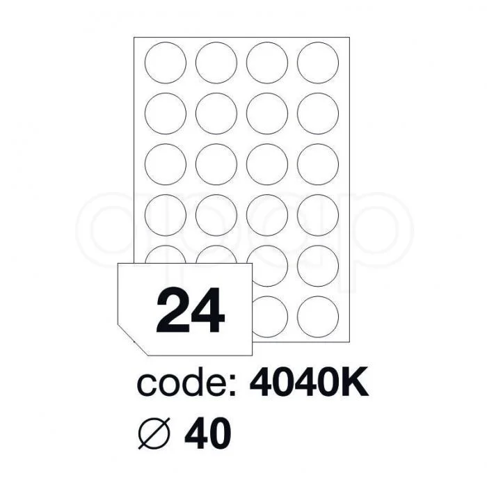 Etikety A4 kruh 40mm100 ks 24 etiket 4040K Objednat Nyní