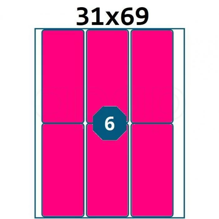 Výhodná Nabídka Etikety A6 31x69mmNEON červené60 ks