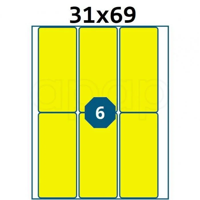 Etikety A6 31x69mmNEON žluté60 ks Akční Cena