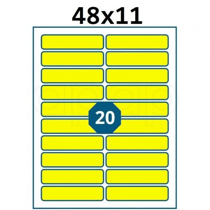 Vysoce Kvalitní Etikety A6 48x11mmNEON žluté200 ks