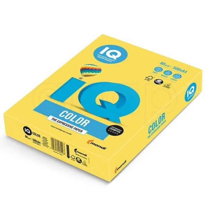 Akční Cena Papír xerografický barevný IQ ColorA4 160g 39 (CY) kanárkově žlutý250 listů