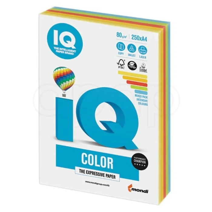 Autentický Papír xerografický barevný IQ COLOR A4mix barevintenzivní barvy 5x50 listů
