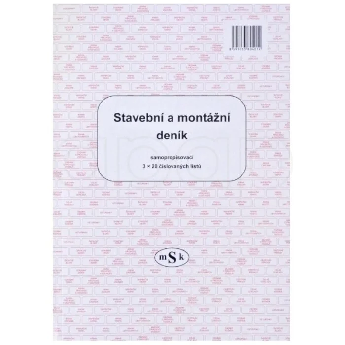 Oblíbený Stavební a montážní deník A4 NCR číslovaný3x20 listů Msk 401