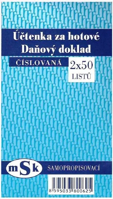 Dokud Zásoby Vydrží Účtenka za hotové NCR číslovaná2x50 listů Msk 62