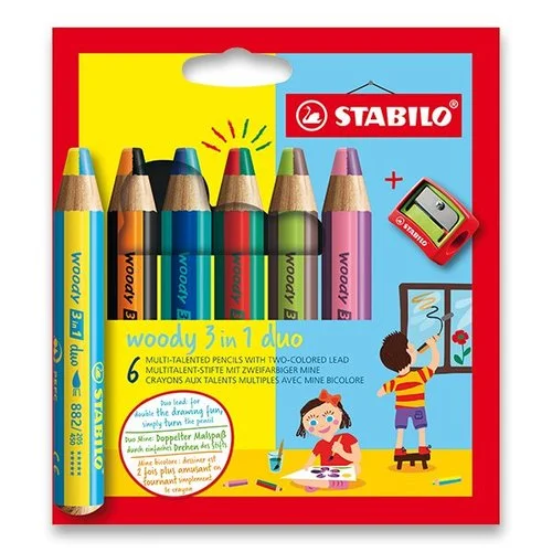 Výprodej Pastelka Stabilo Woody 3 in 1 Duo 6 barev