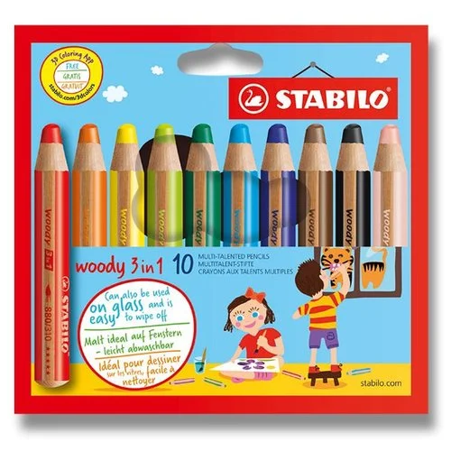 Pastelky Stabilo Woody 3 in 1 - 10 barev Koupit Online