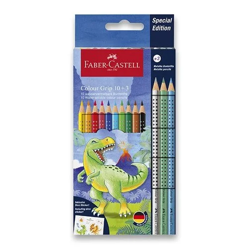 Odeslání Ihned Pastelky Faber-Castell Colour Grip Dinosaurus souprava, 13 ks