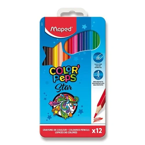 Pastelky MAPED Metal Box, 12 barev Expresní Doručení